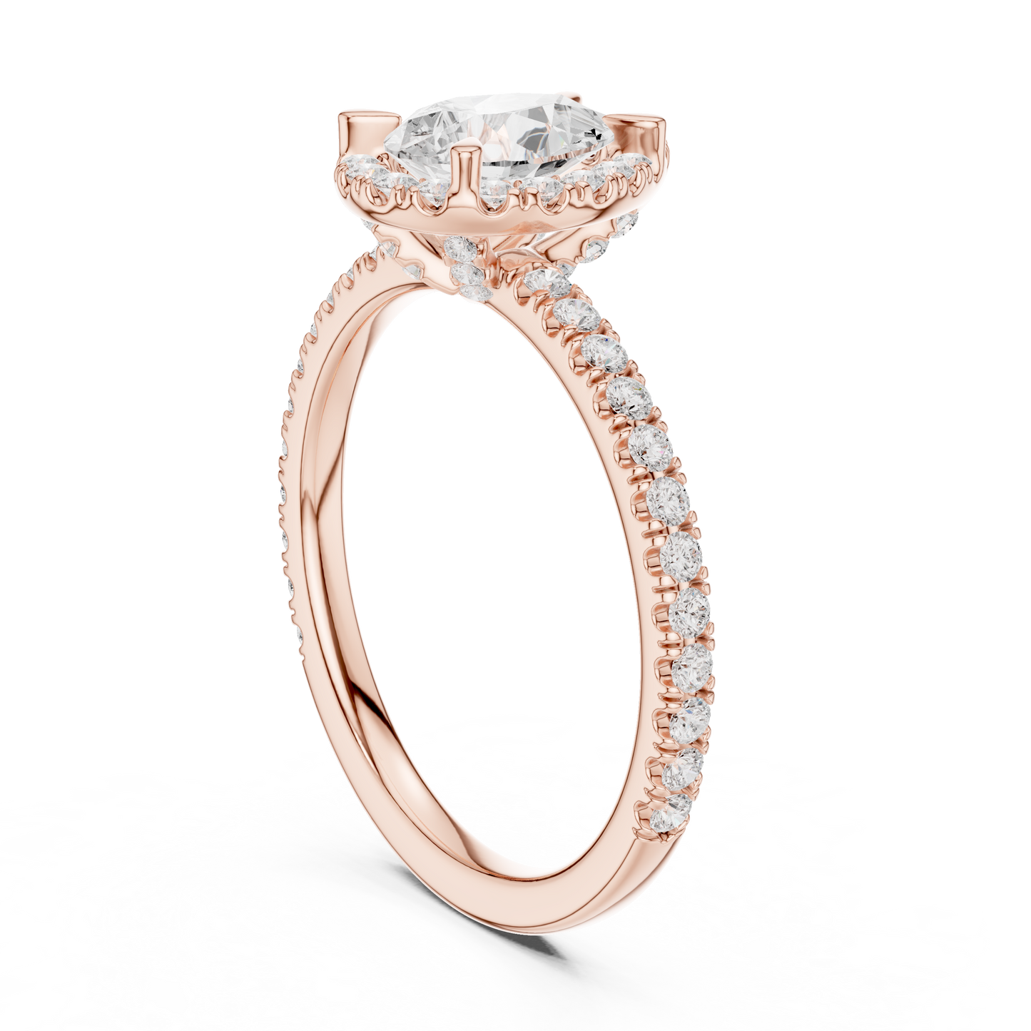 Pear Round Cut Lab Grown Diamond Ring in Rose Gold