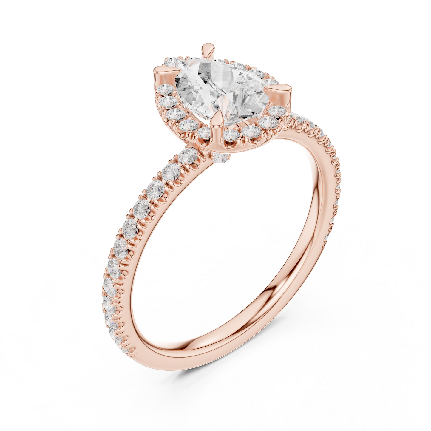 Pear Round Cut Lab Grown Diamond Ring in Rose Gold