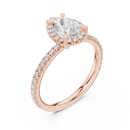 Pear Round Cut Lab Grown Diamond Ring in Rose Gold