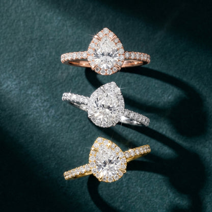 Pear Round Cut Lab Grown Diamond Ring in Platinum