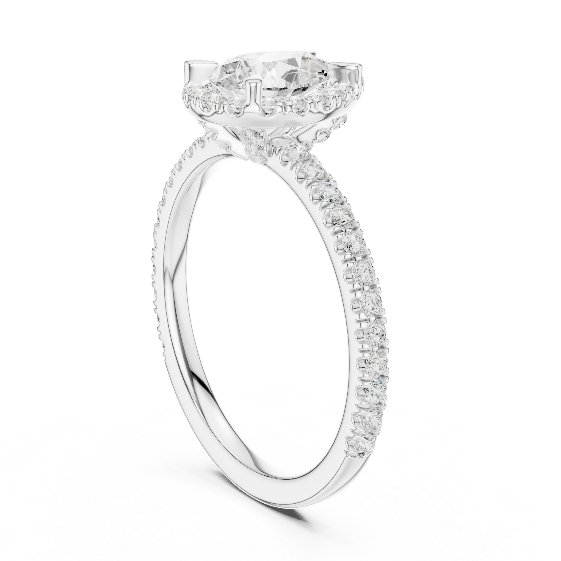 Pear Round Cut Lab Grown Diamond Ring in Platinum