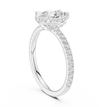 Pear Round Cut Lab Grown Diamond Ring in Silver