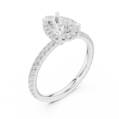 Pear Round Cut Lab Grown Diamond Ring in White Gold