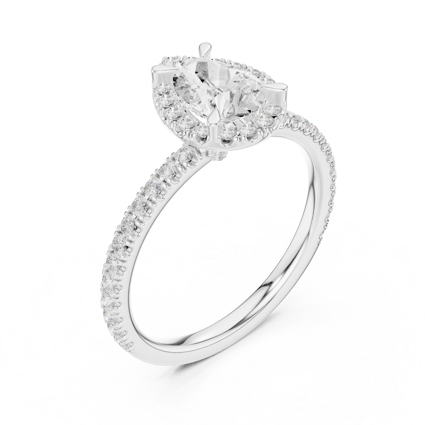 Pear Round Cut Lab Grown Diamond Ring in Silver