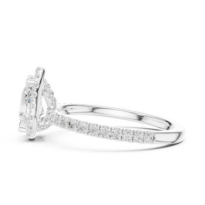 Pear Round Cut Lab Grown Diamond Ring in Platinum