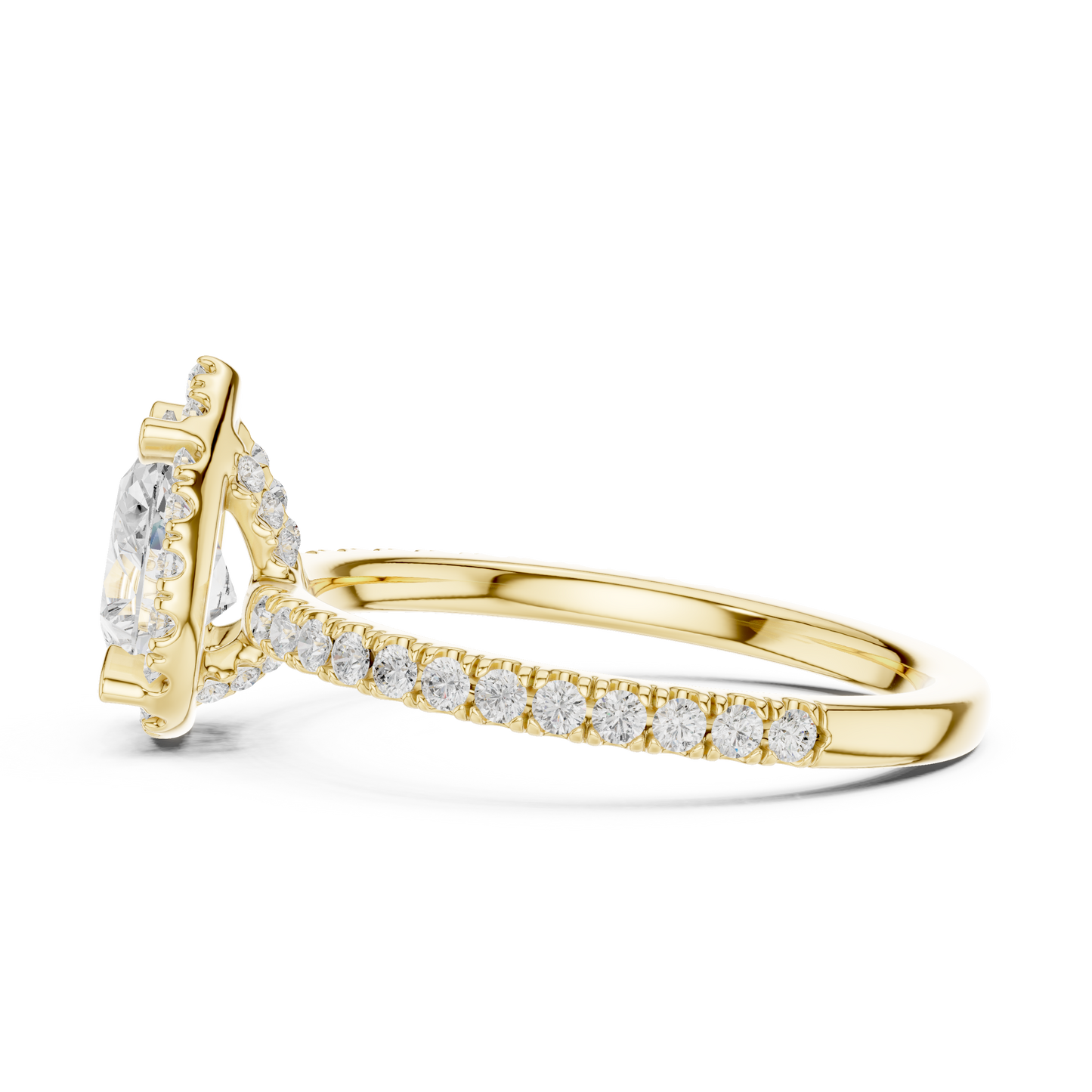 Pear Round Cut Lab Grown Diamond Ring in Yellow Gold