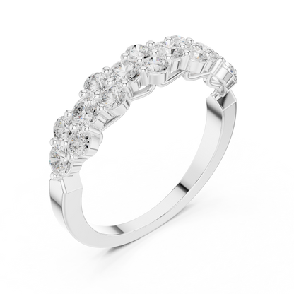 Round Cut Lab Grown Diamond Ring in Silver