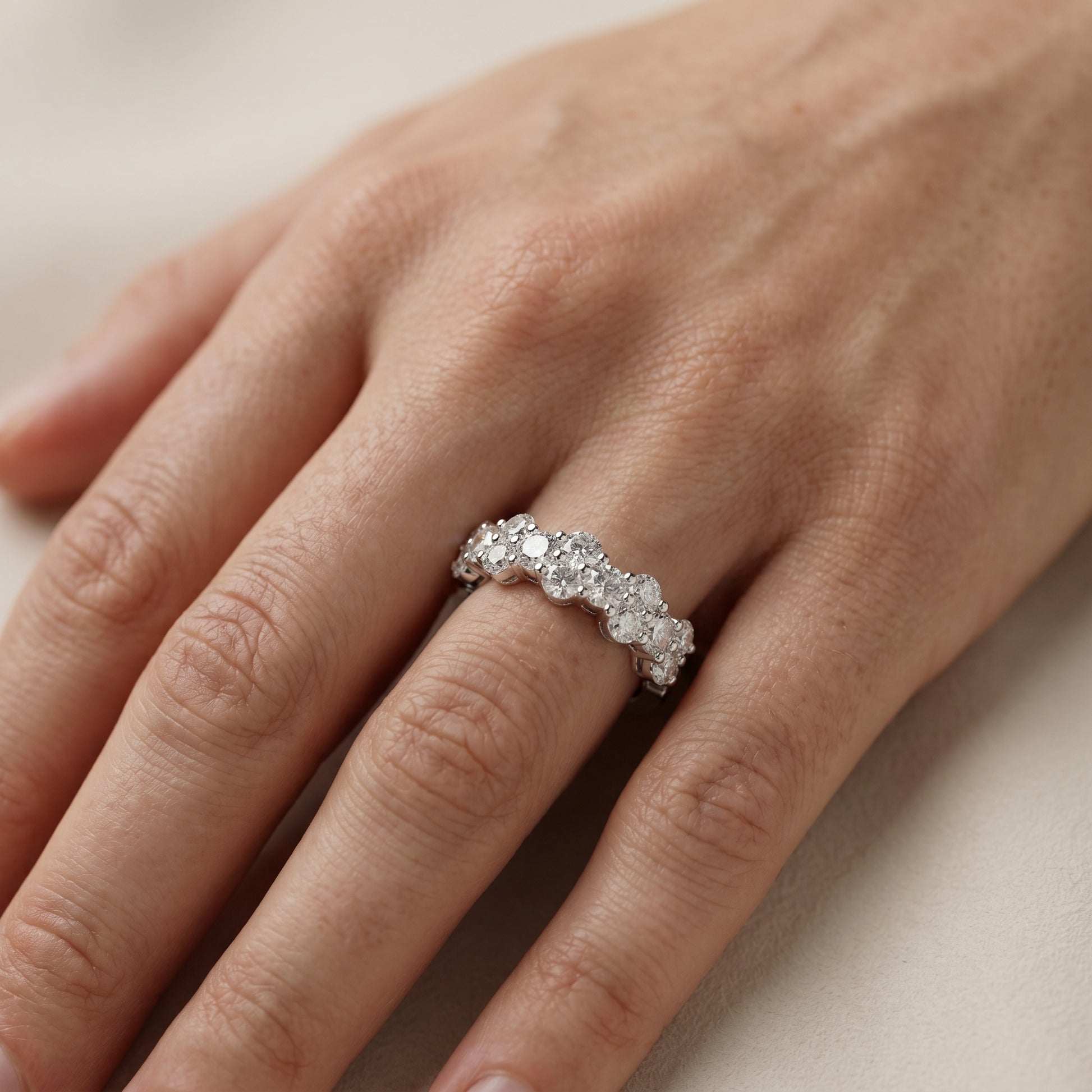 Round Cut Lab Grown Diamond Ring in White Gold