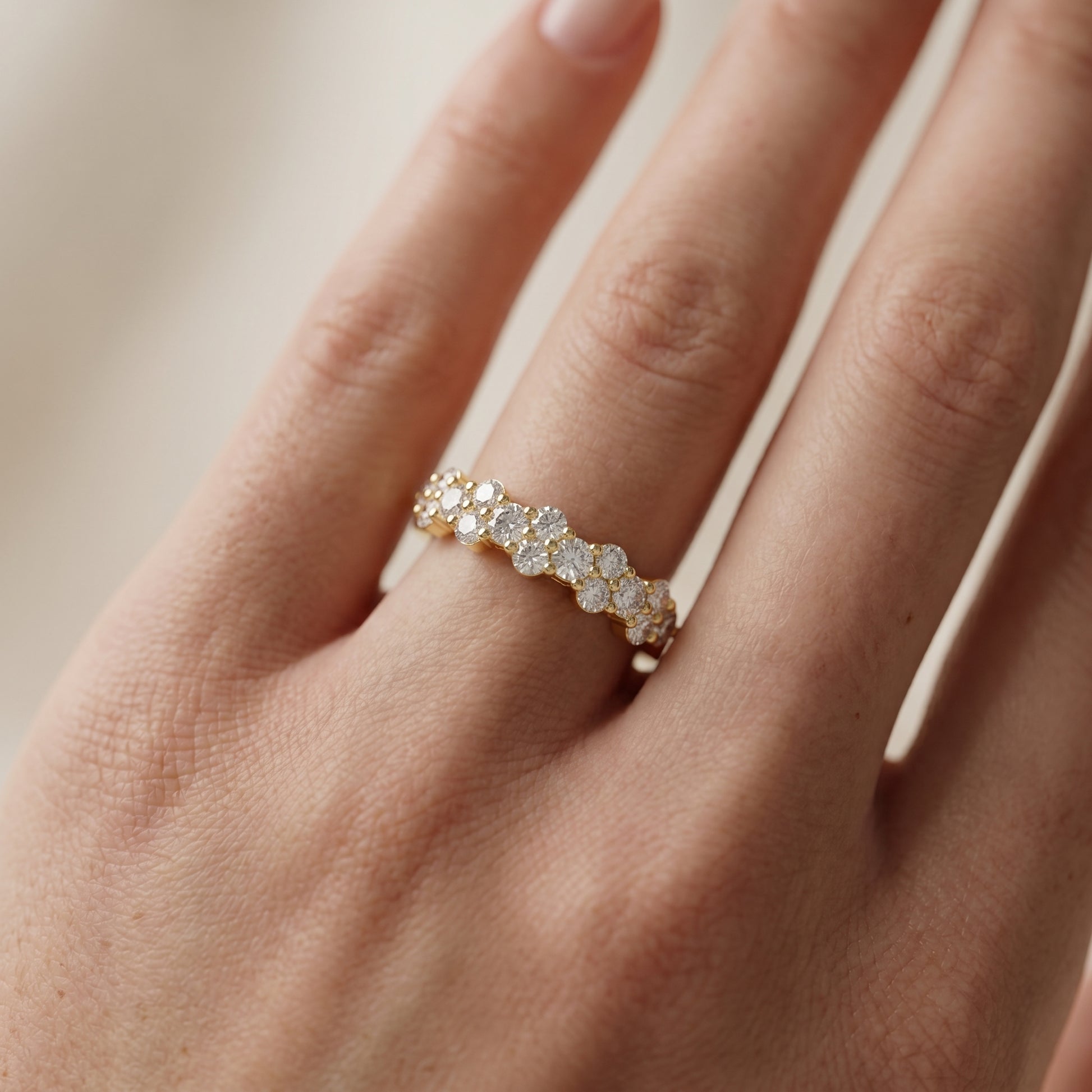 Round Cut Lab Grown Diamond Ring in Yellow Gold