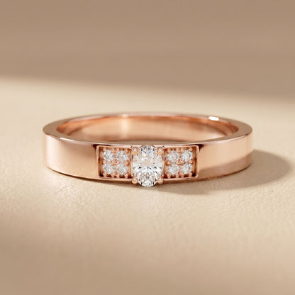 Oval Round Cut Lab Grown Diamond Ring in Rose Gold