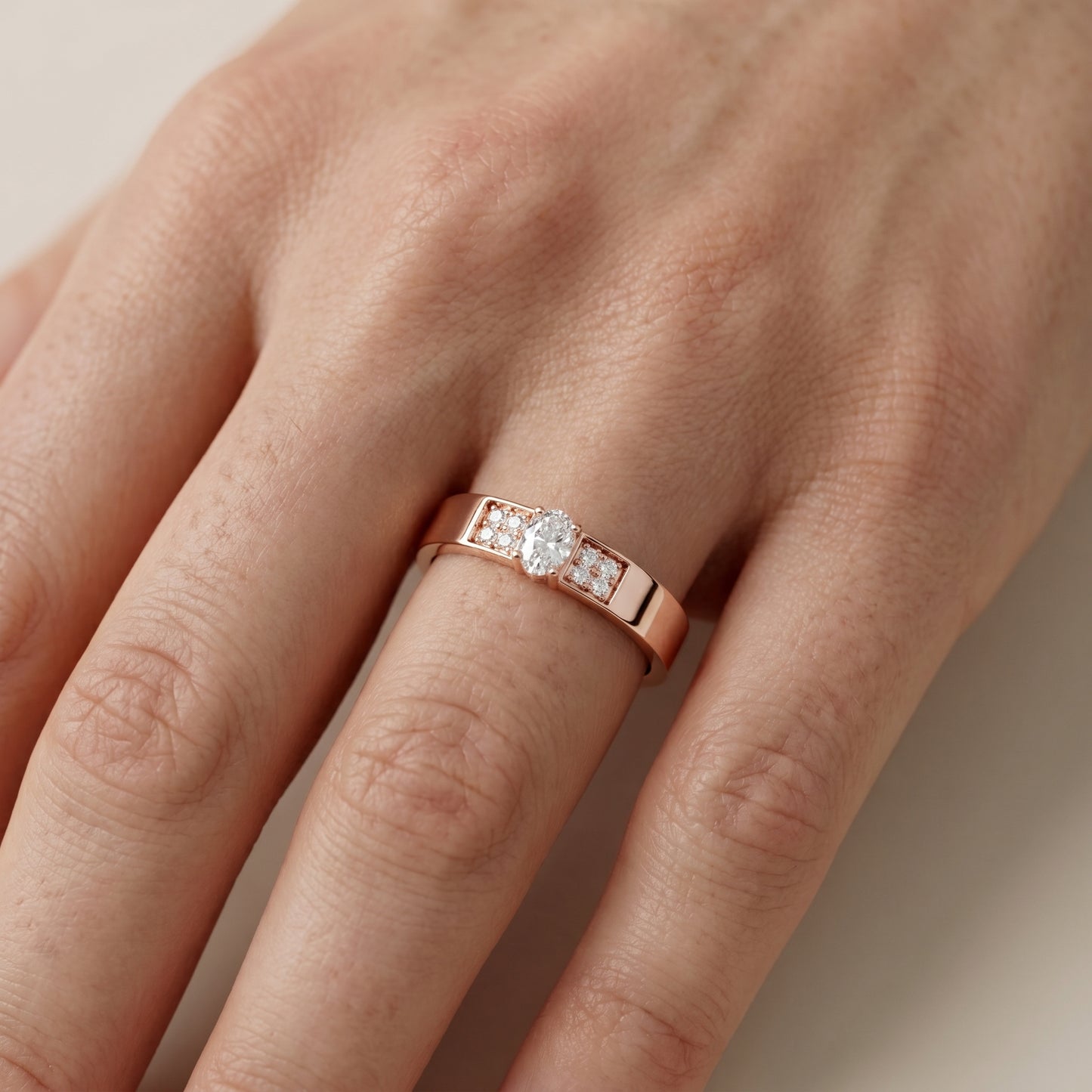 Oval Round Cut Lab Grown Diamond Ring in Rose Gold