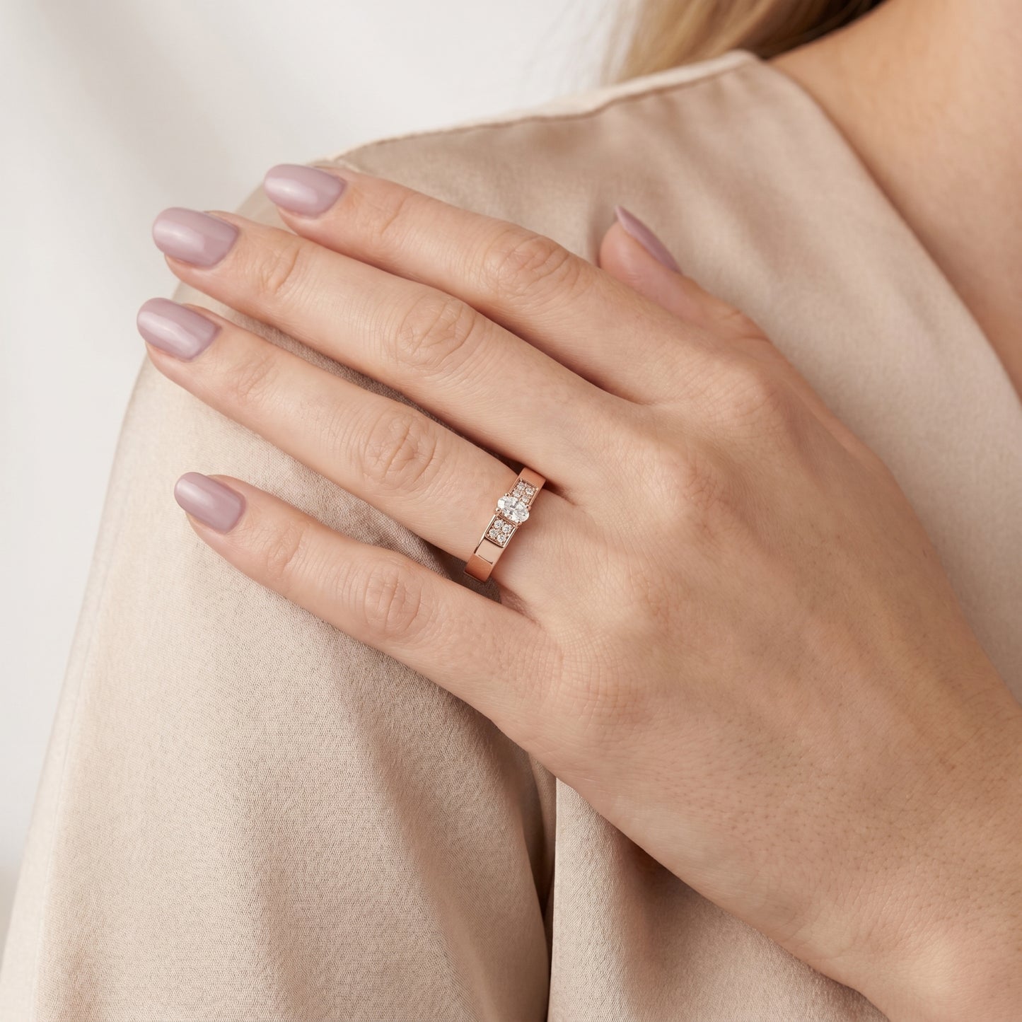 Oval Round Cut Lab Grown Diamond Ring in Rose Gold