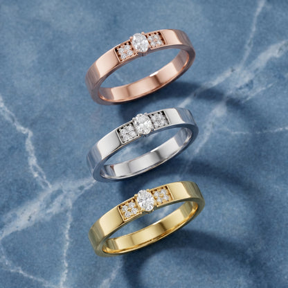Oval Round Cut Lab Grown Diamond Ring in Silver