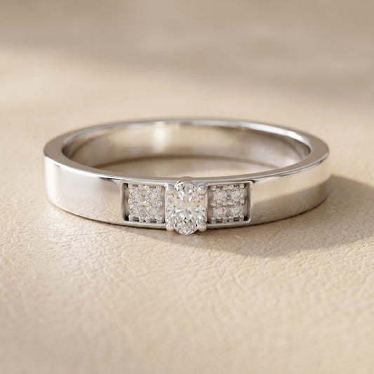 Oval Round Cut Lab Grown Diamond Ring in White Gold