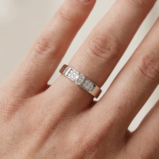 Oval Round Cut Lab Grown Diamond Ring in White Gold