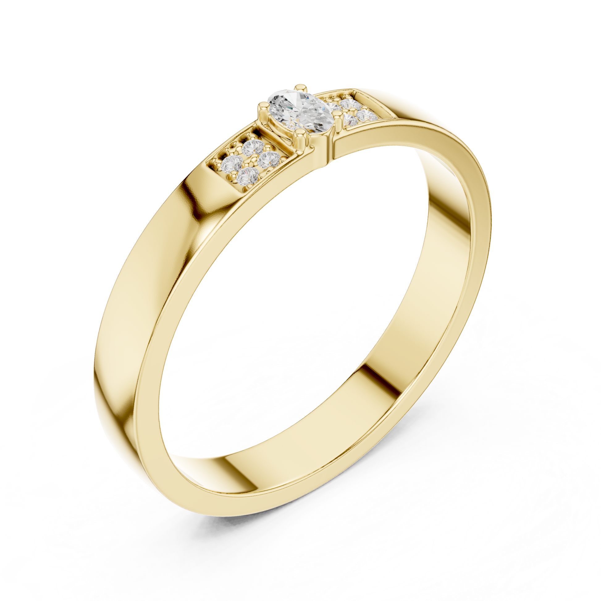 Oval Round Cut Lab Grown Diamond Ring in Yellow Gold
