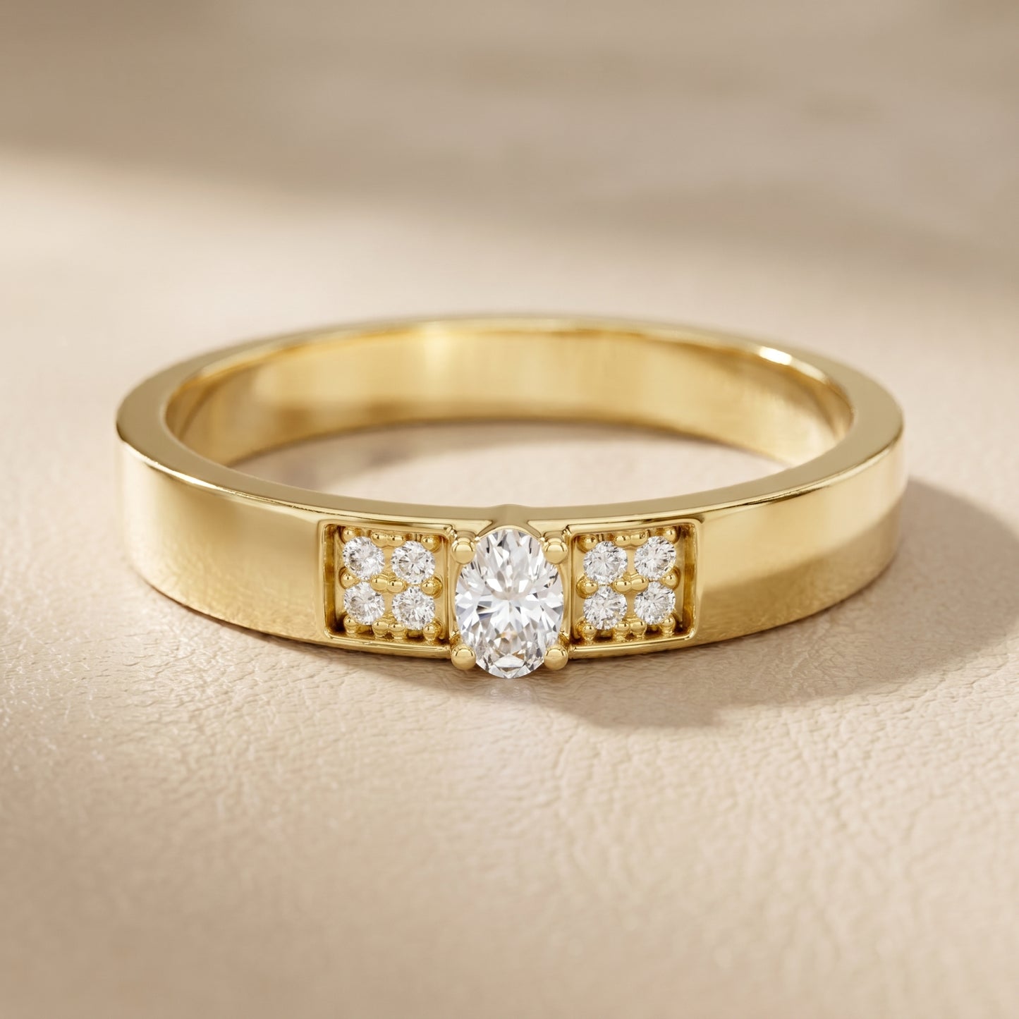 Oval Round Cut Lab Grown Diamond Ring in Yellow Gold