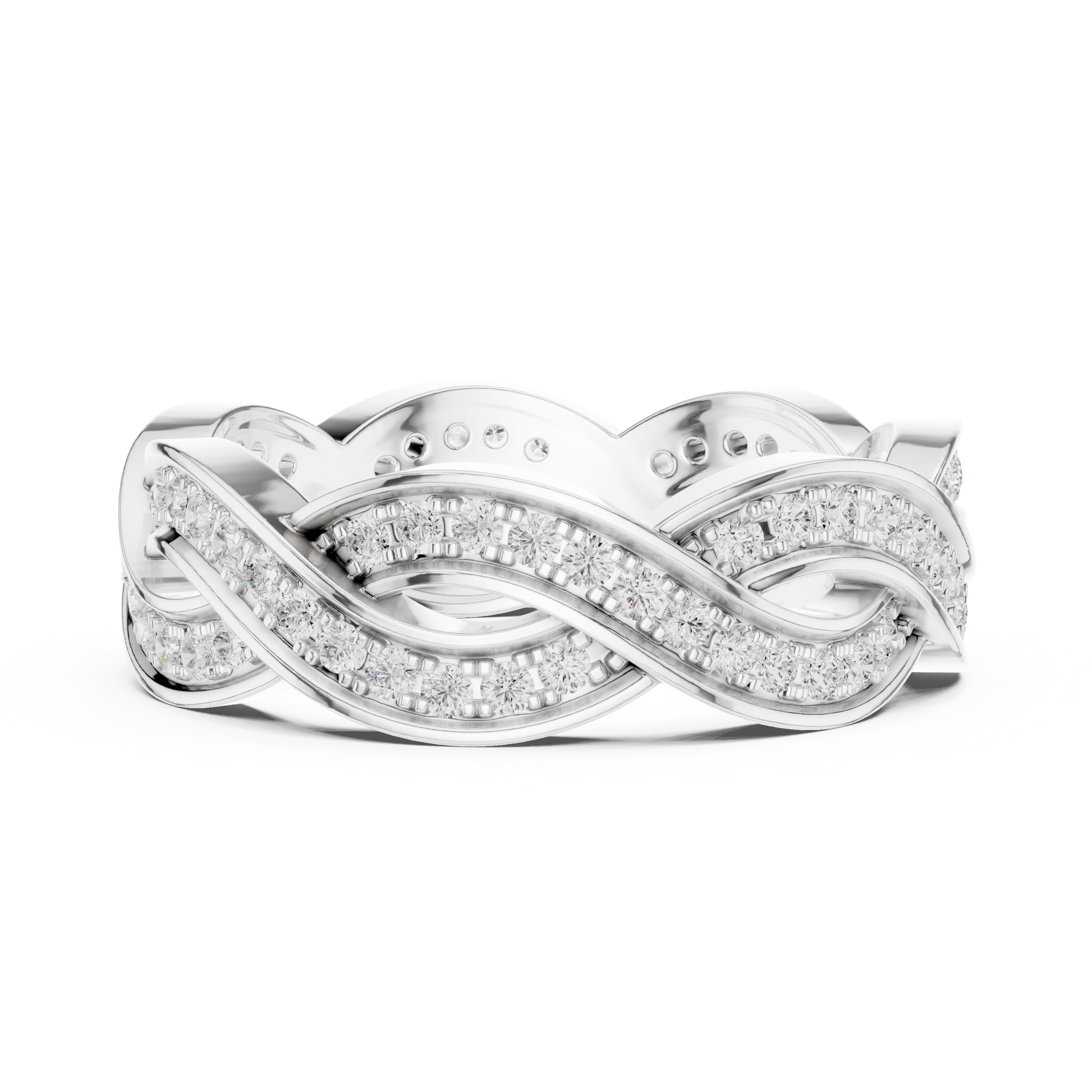 Round Cut Lab Grown Diamond Ring in Silver