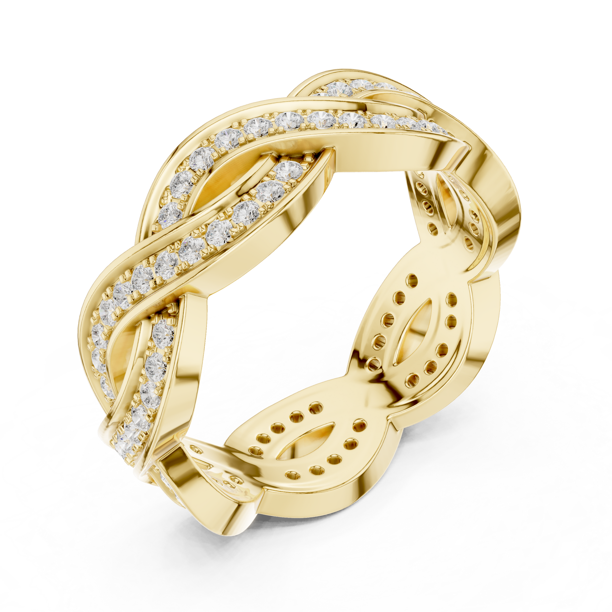 Round Cut Lab Grown Diamond Ring in Yellow Gold