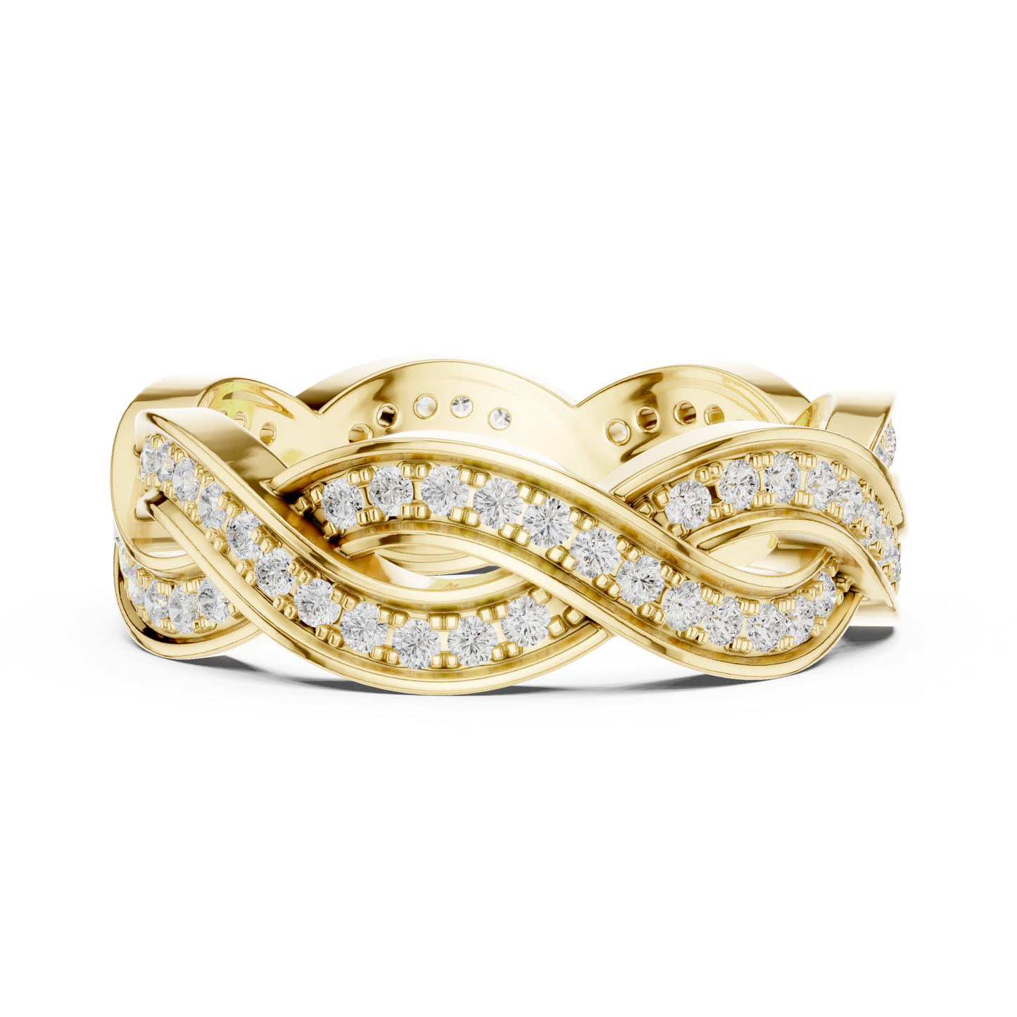 Round Cut Lab Grown Diamond Ring in Yellow Gold