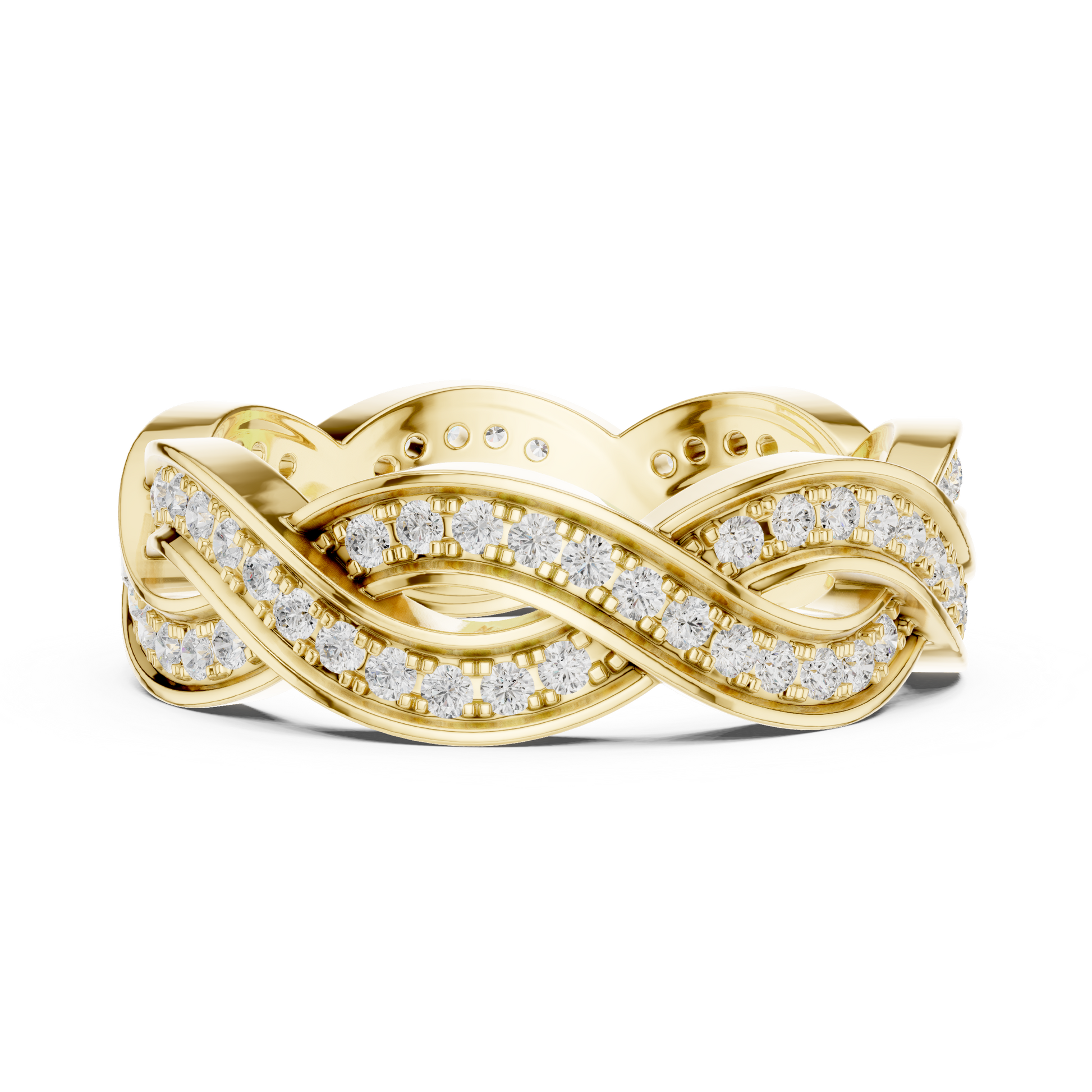 Round Cut Lab Grown Diamond Ring in Yellow Gold