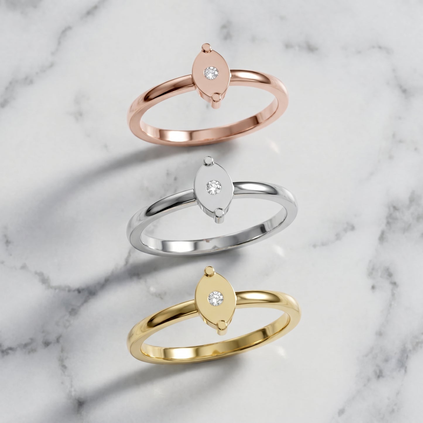Round Cut Lab Grown Diamond Ring in White Gold