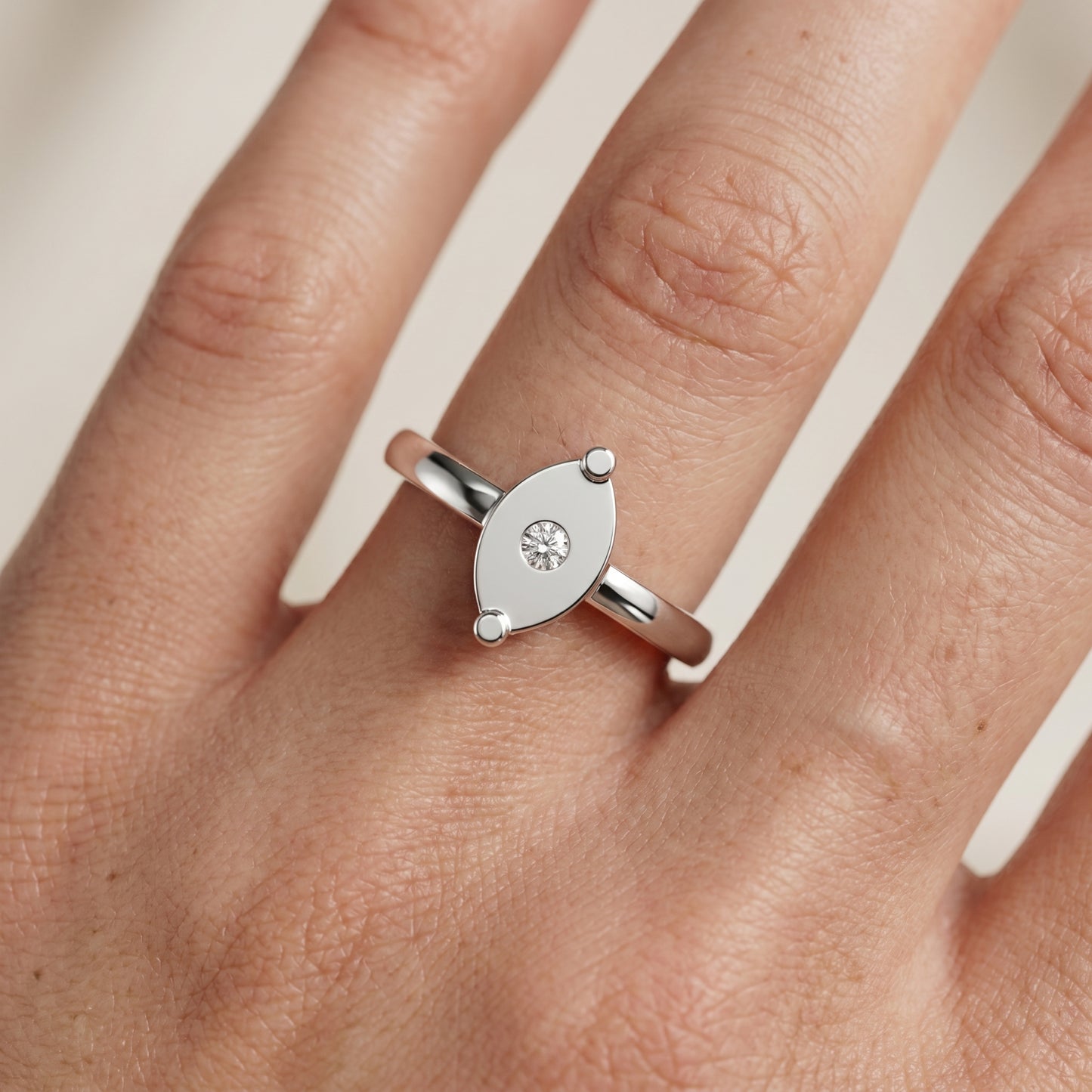 Round Cut Lab Grown Diamond Ring in White Gold