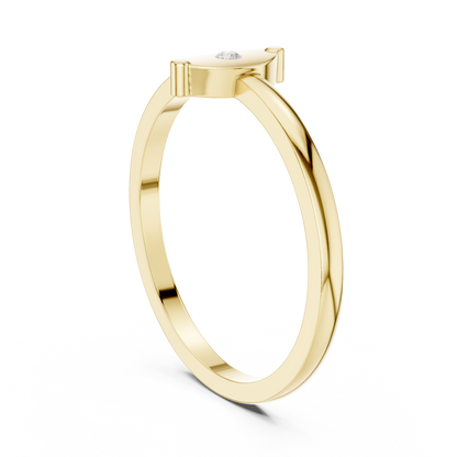 Round Cut Lab Grown Diamond Ring in Yellow Gold
