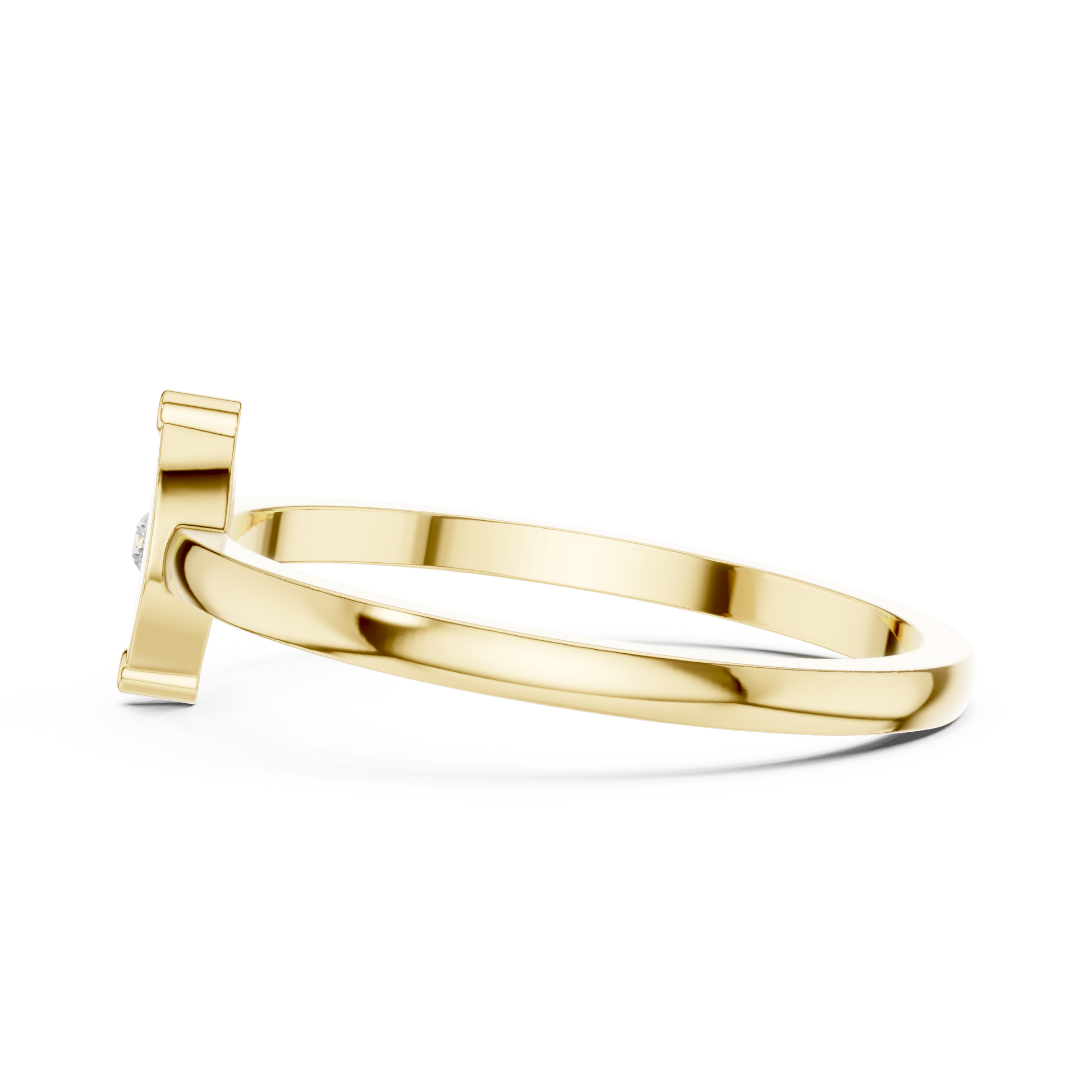 Round Cut Lab Grown Diamond Ring in Yellow Gold