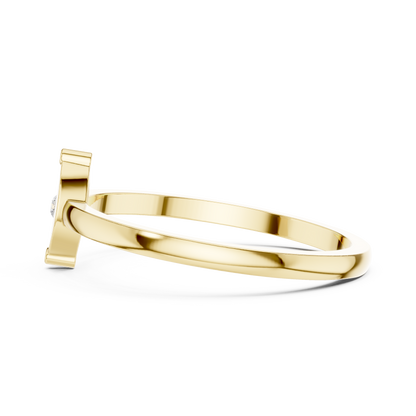 Round Cut Lab Grown Diamond Ring in Yellow Gold