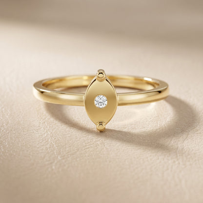 Round Cut Lab Grown Diamond Ring in Yellow Gold