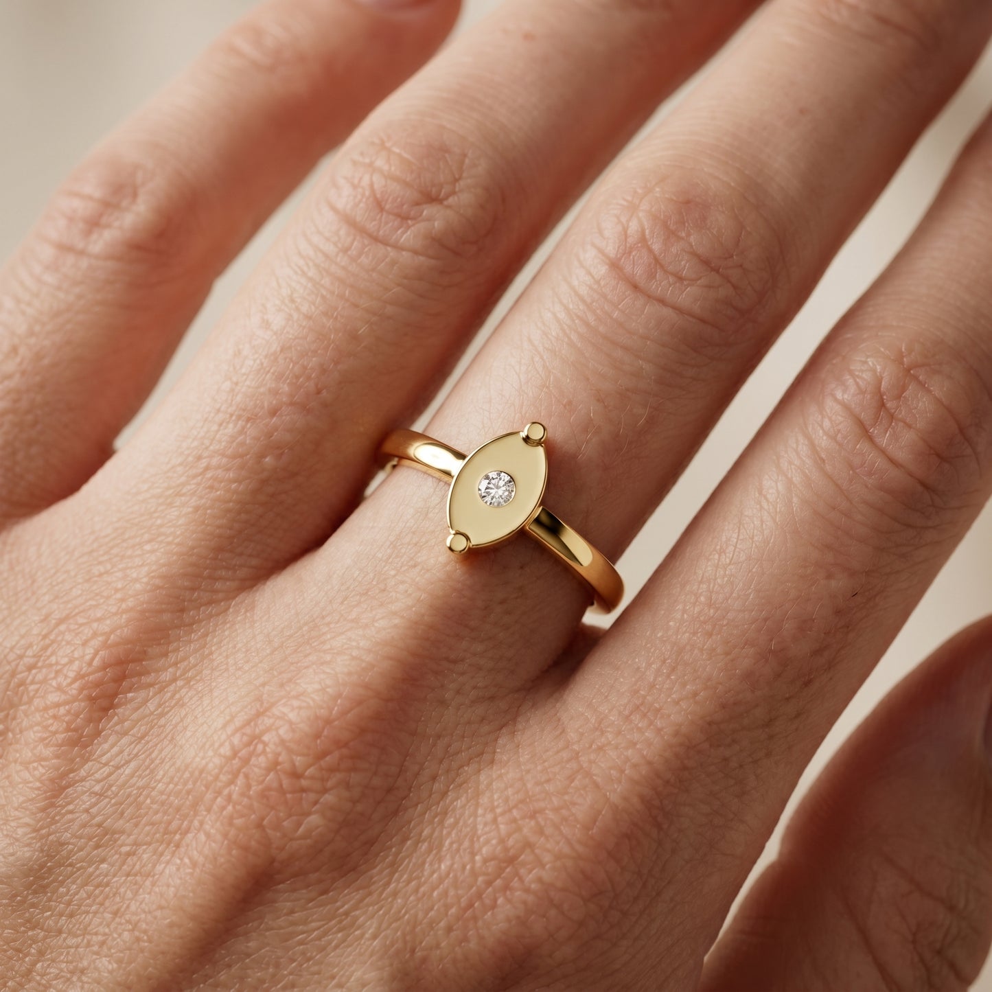 Round Cut Lab Grown Diamond Ring in Yellow Gold