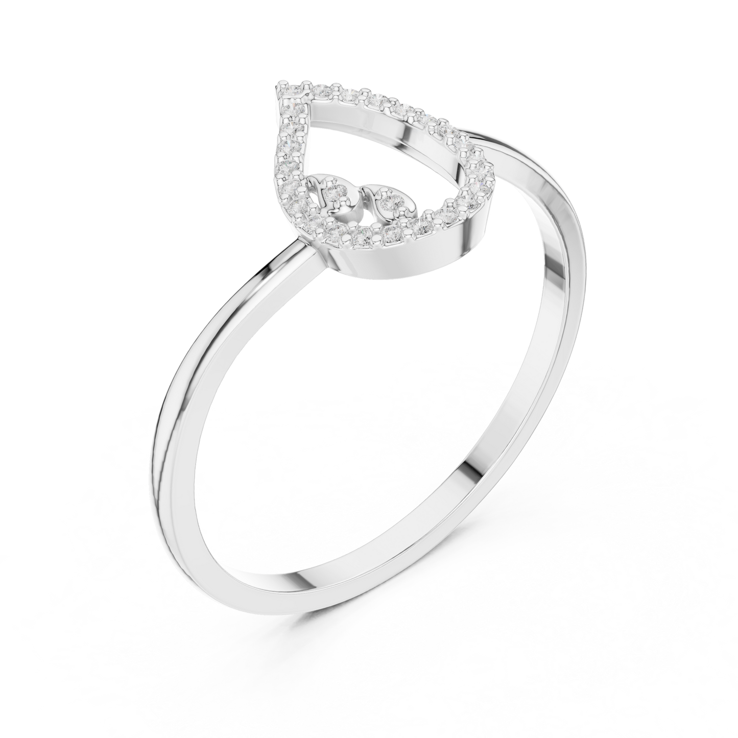 Round Cut Lab Grown Diamond Ring in White Gold