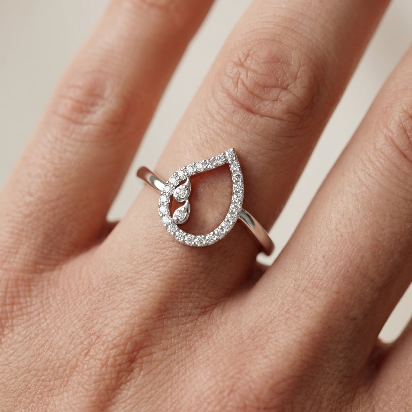 Round Cut Lab Grown Diamond Ring in White Gold