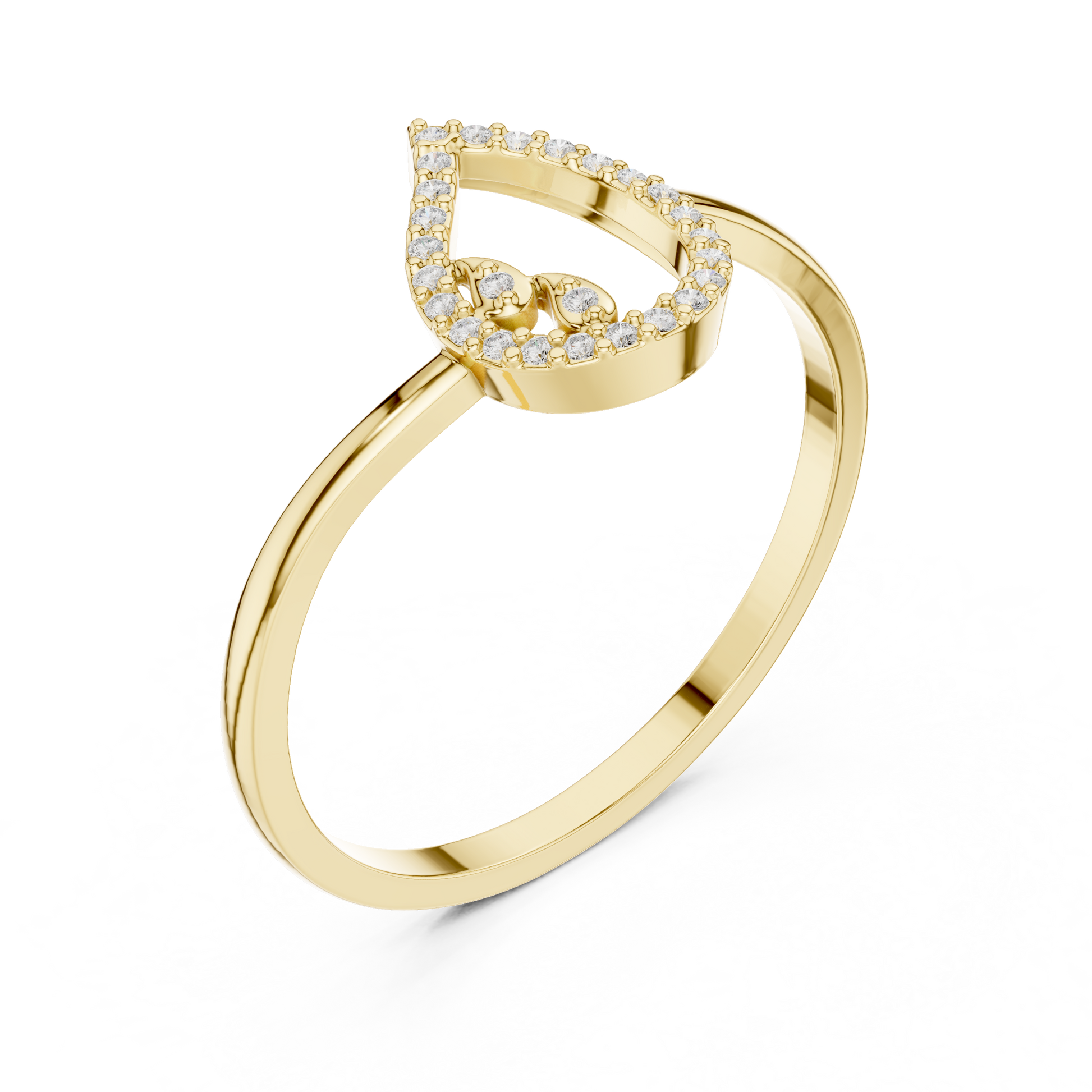 Round Cut Lab Grown Diamond Ring in Yellow Gold