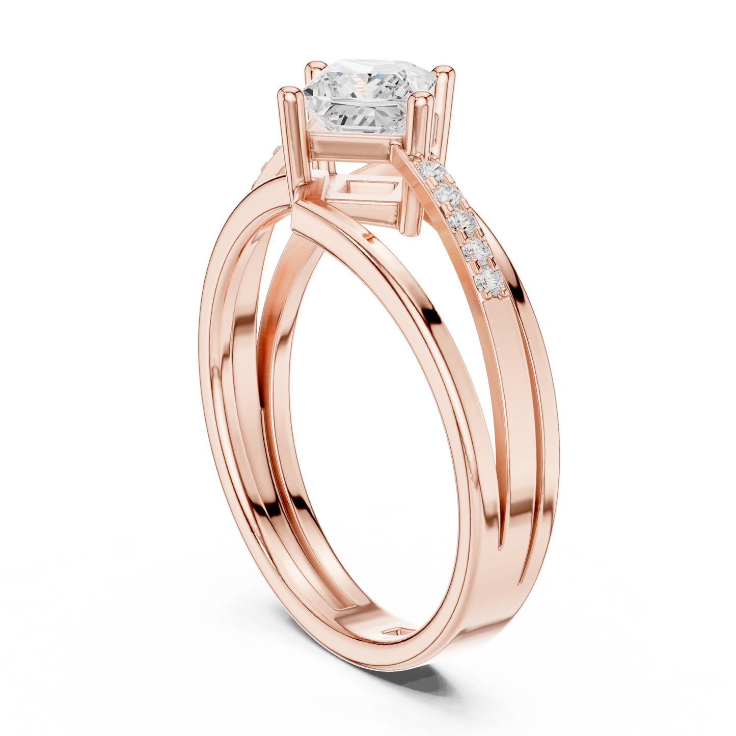 Princess Round Cut Lab Grown Diamond Ring in Rose Gold