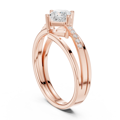 Princess Round Cut Lab Grown Diamond Ring in Rose Gold