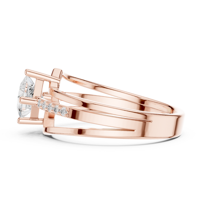 Princess Round Cut Lab Grown Diamond Ring in Rose Gold