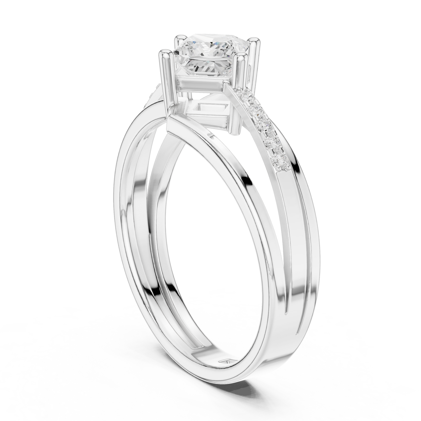 Princess Round Cut Lab Grown Diamond Ring in Platinum