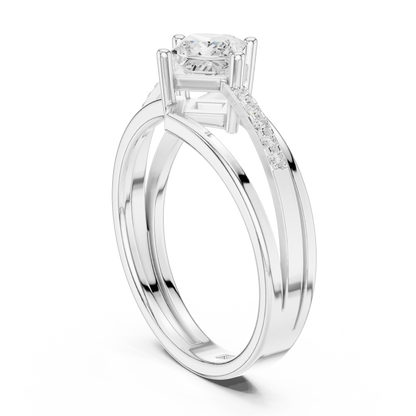 Princess Round Cut Lab Grown Diamond Ring in Silver