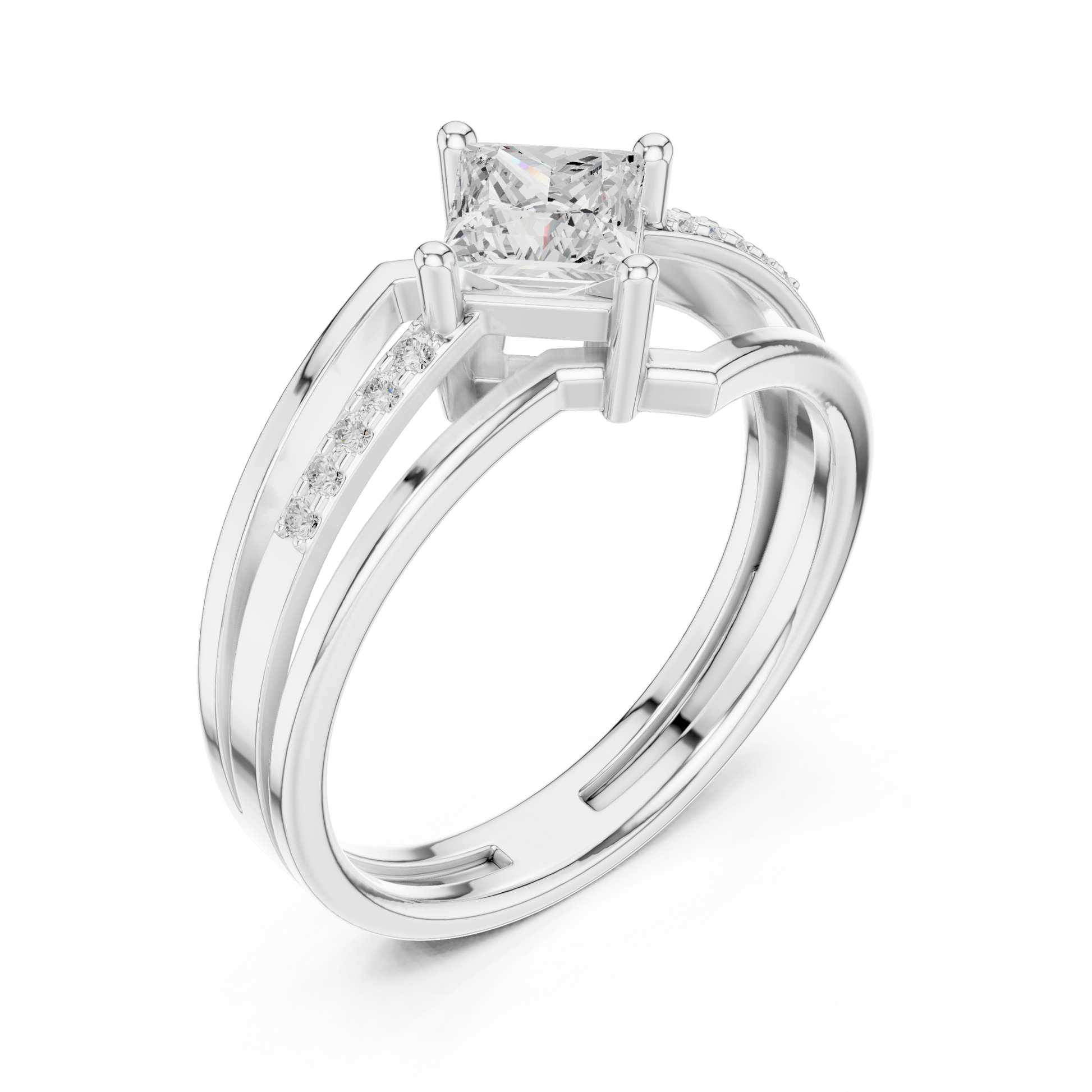 Princess Round Cut Lab Grown Diamond Ring in Platinum