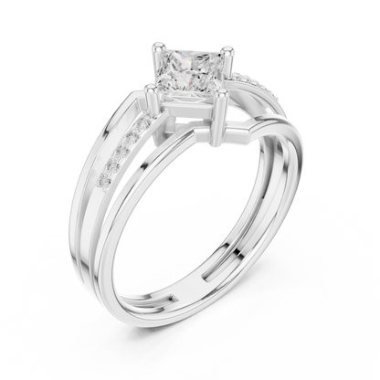 Princess Round Cut Lab Grown Diamond Ring in Platinum