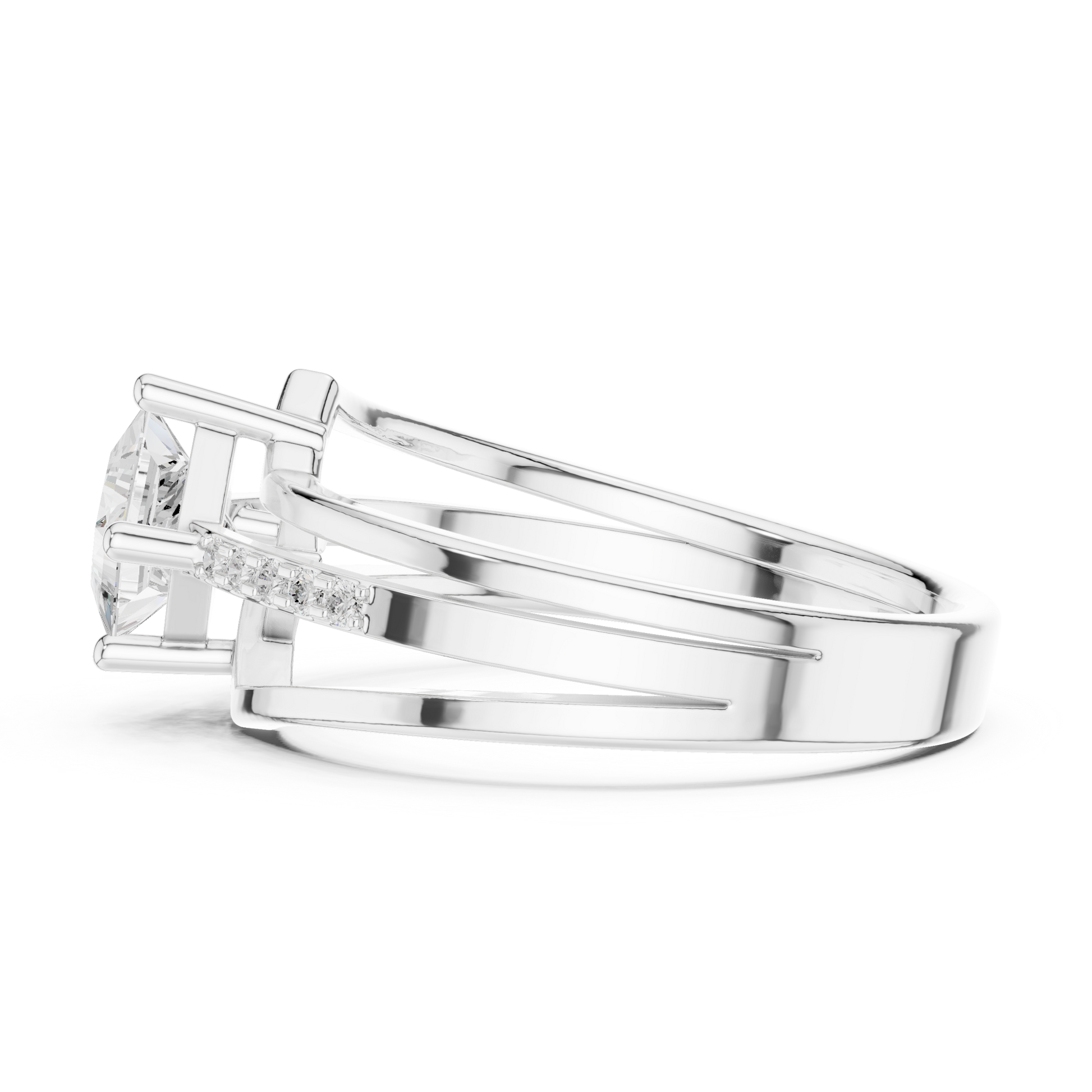 Princess Round Cut Lab Grown Diamond Ring in White Gold