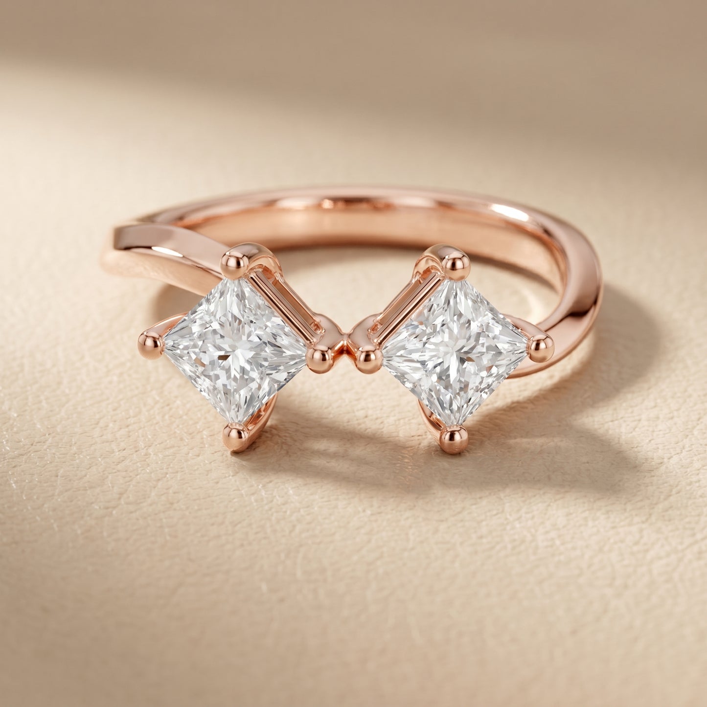 Princess Cut Lab Grown Diamond Ring in Rose Gold