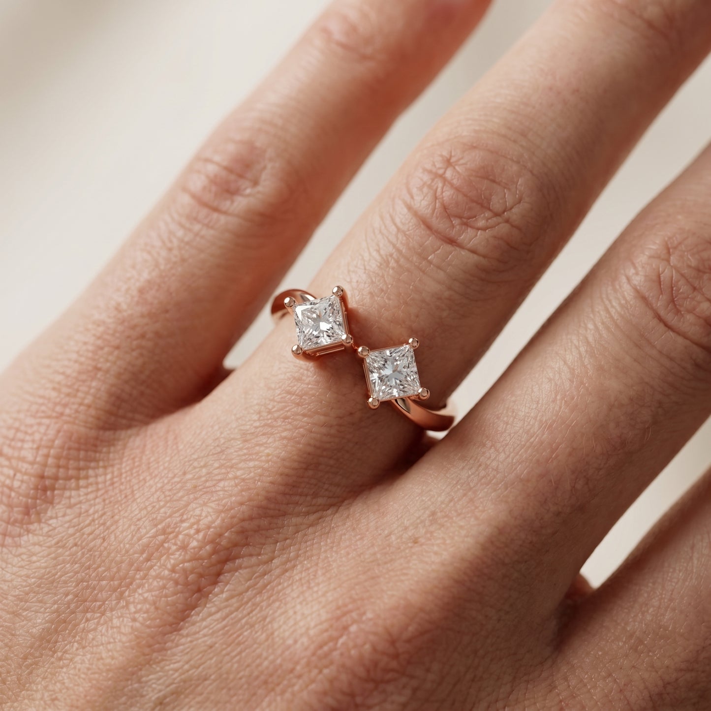 Princess Cut Lab Grown Diamond Ring in Rose Gold