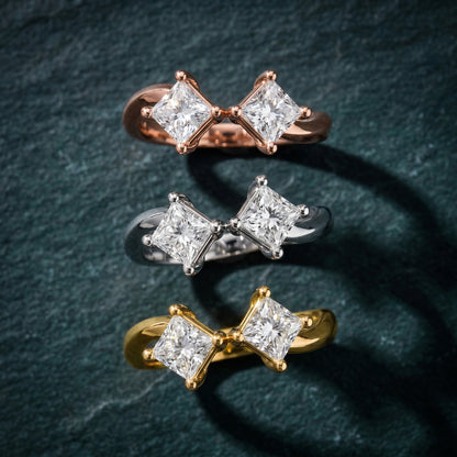 Princess Cut Lab Grown Diamond Ring in Silver