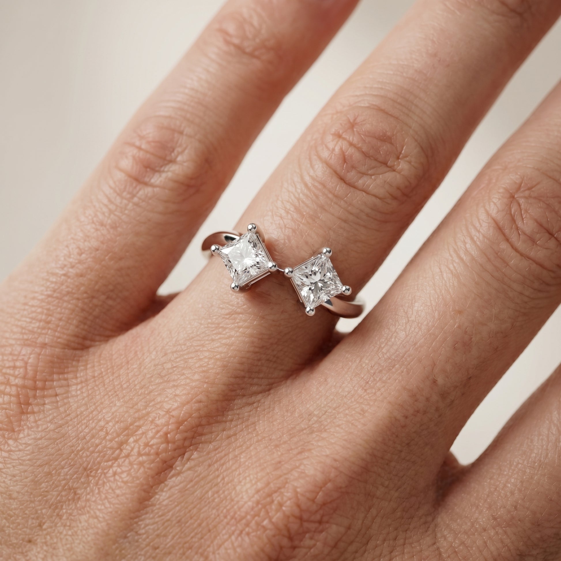 Princess Cut Lab Grown Diamond Ring in Silver