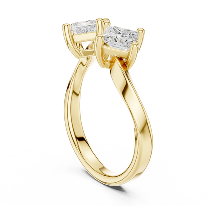 Princess Cut Lab Grown Diamond Ring in Yellow Gold