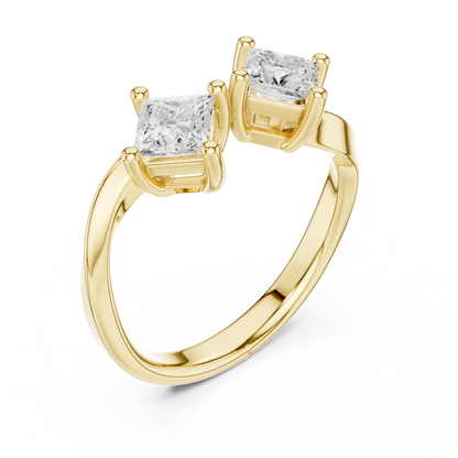 Princess Cut Lab Grown Diamond Ring in Yellow Gold