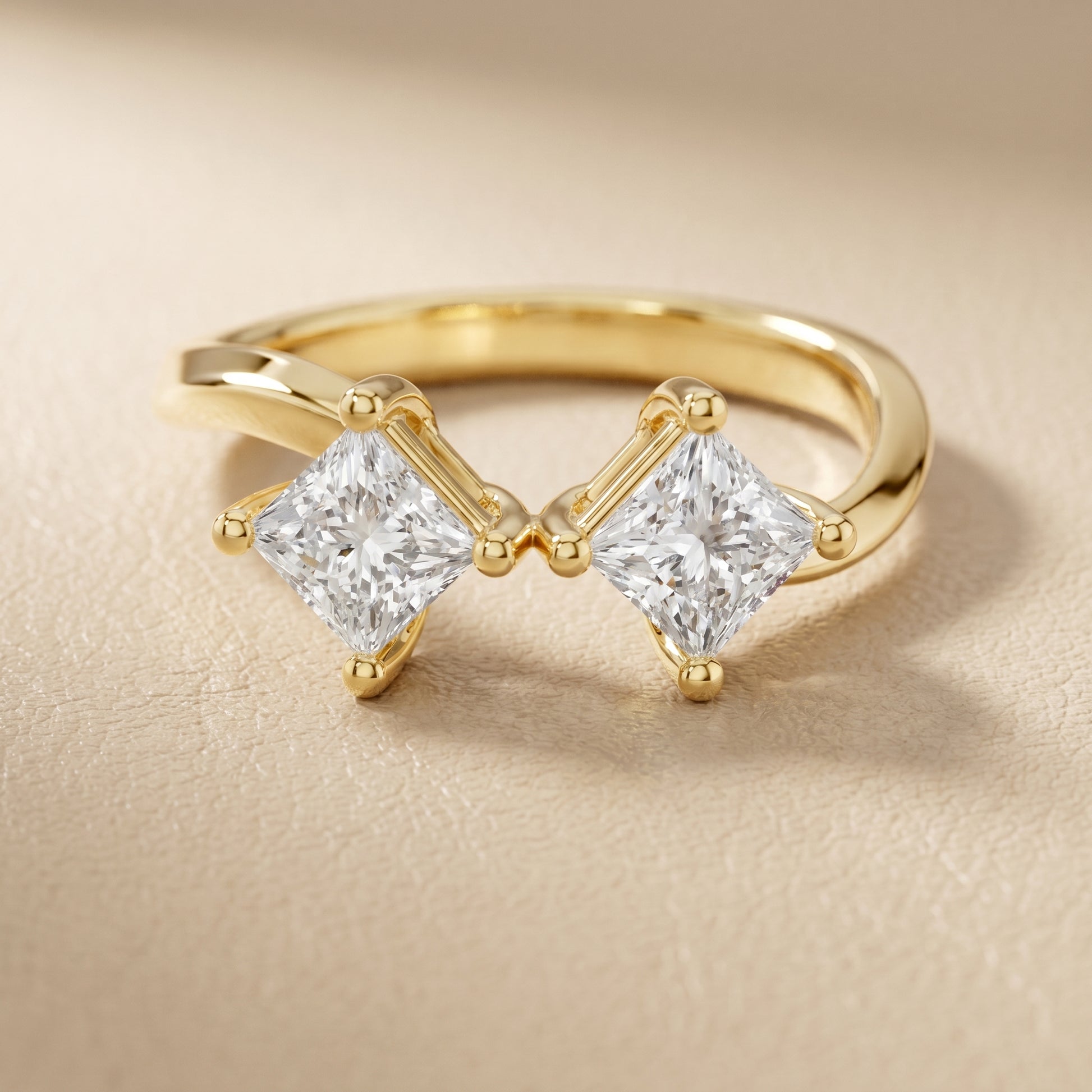 Princess Cut Lab Grown Diamond Ring in Yellow Gold